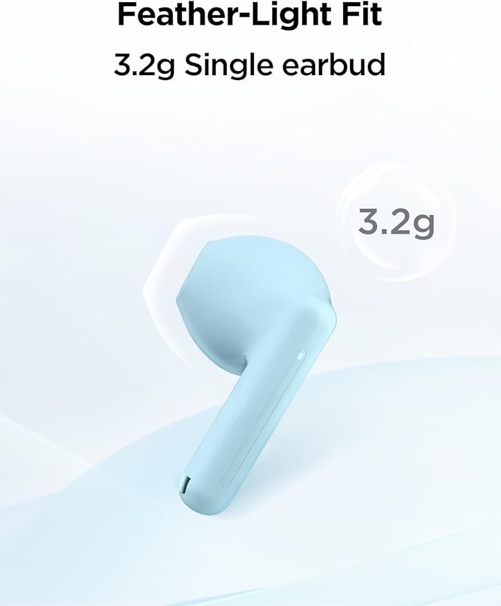 1MORE Q10 Wireless Ear Buds, Bluetooth 5.3 Half in-Ear Wireless Earbuds with Charging Case, Deep Bass Stereo Headphones, Dual Mics, 26H Playtime, one Step-Pairing, IPX4 Waterproof Earphones, Blue
