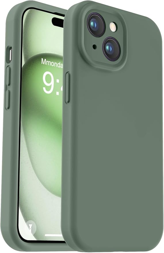 Vooii Compatible with iPhone 15 Case, Upgrade Defender Liquid Silicone, [Enhanced Camera Protection] [Soft Anti-Scratch Microfiber Lining] Shockproof Phone Case for iPhone 15 6.1 inch - Cypress