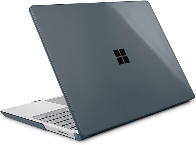 Tuiklol Case for 12.4 Inch Microsoft Surface Laptop Go 3/2 / 1 2023-2020 Releases, Plastic Hard Shell Case with Screen Protector and Keyborad Cover +Dust Plugs Model 2013/1943,Crystal Black