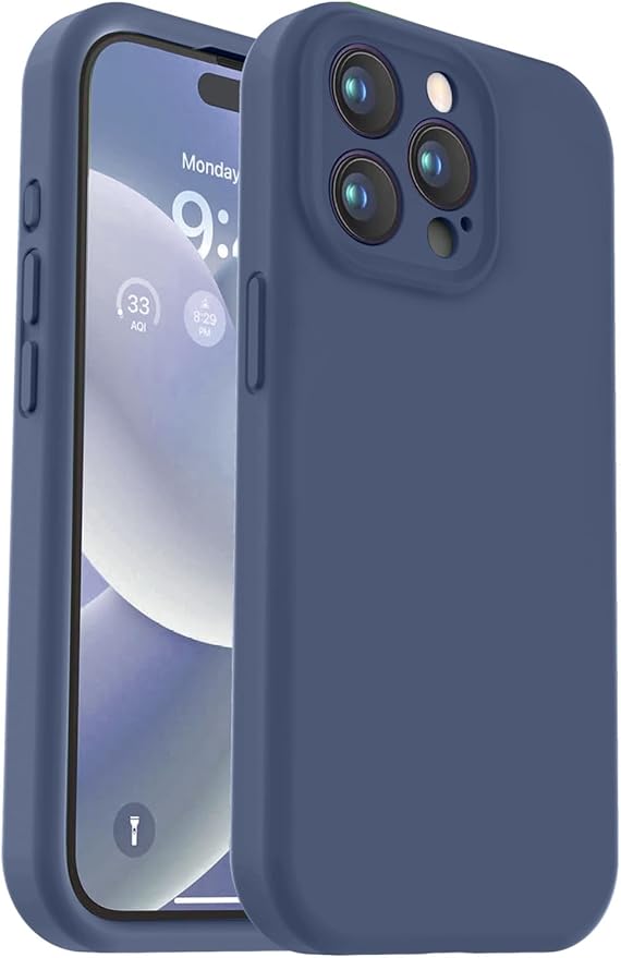 Vooii Compatible with iPhone 15 Pro Max Case, Upgraded Premium Silicone, [Camera Protection] [Soft Anti-Scratch Microfiber Lining] Shockproof Phone Case for iPhone 15 Pro Max 6.7 inch - Navy Blue