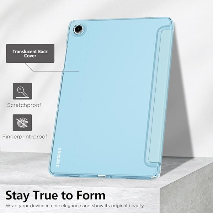 MoKo Case for Galaxy Tab A9+/A9 Plus 11 inch 2023, Slim Stand Protective Smart Cover with Hard PC Translucent Back Shell for Tab A9 Plus Tablet (SM-X210/X216/X218), Auto Wake/Sleep, Sky Blue