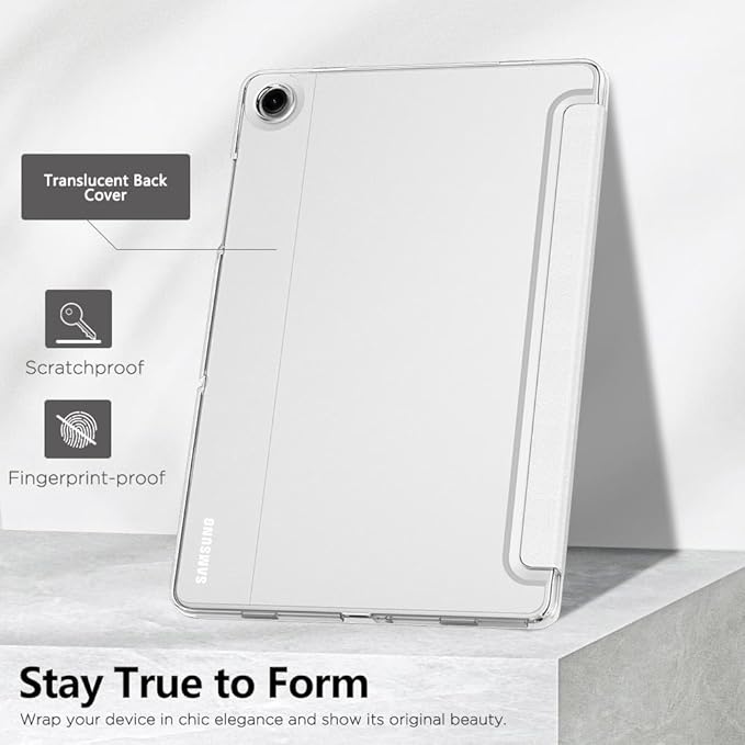 MoKo Case for Galaxy Tab A9+/A9 Plus 11 inch 2023, Slim Stand Protective Smart Cover with Hard PC Translucent Back Shell for Tab A9 Plus Tablet (SM-X210/X216/X218), Auto Wake/Sleep, White