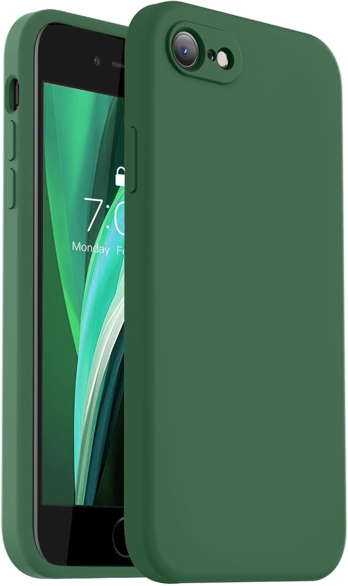 Vooii for iPhone SE Case 2022/3rd/2020,iPhone 8/7 Case, Upgraded Liquid Silicone with [Flat Edges] [Camera Protection] [Soft Anti-Scratch Microfiber Lining] Phone Case for iPhone SE - Green