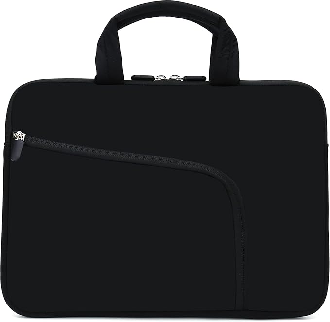 11.6" 12.2 inches Laptop Sleeve Chromebook Case Ultrabook Case Notebook Sleeve Tablet Case Neoprene Handle Sleeve for Men Women, Two Pockets Fit Apple MacBook Air Samsung Acer HP DELL(Black)