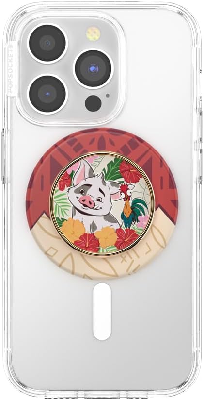 PopSockets Phone Grip for MagSafe with Kickstand, Magnetic Stand, Swappable Top, Secure Hold for iPhone MagSafe Cases, Phone & Tablet Grip, Moana - Enamel Pua's Paradise