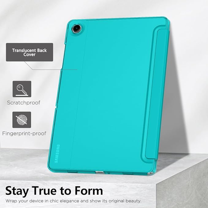 MoKo Case for Galaxy Tab A9+/A9 Plus 11 inch 2023, Slim Stand Protective Smart Cover with Hard PC Translucent Back Shell for Tab A9 Plus Tablet (SM-X210/X216/X218), Auto Wake/Sleep, Pagoda Blue