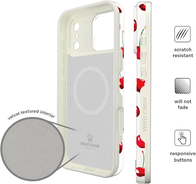 VELVET CAVIAR Case for iPhone 17 Pro Max | Compatible with MagSafe | 10ft Drop Tested | Protective Designer Cases | Mon Cheri Cherry