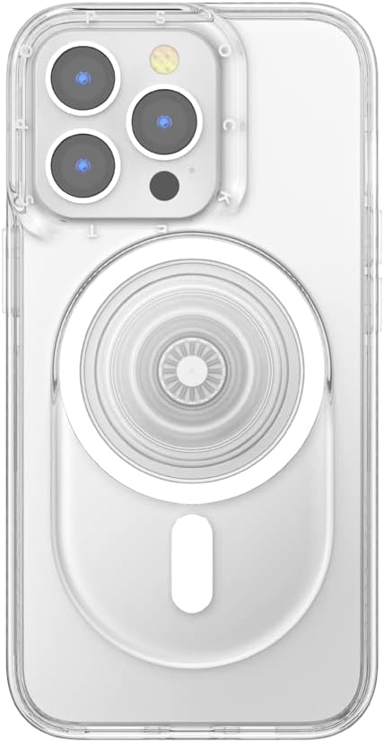 PopSockets PopGrip for MagSafe, Magnetic Phone Grip & Stand, Swappable Top, Secure Grip for iPhone MagSafe Cases, Kickstand for Hands-Free Viewing, Wireless Charging Compatible - Clear