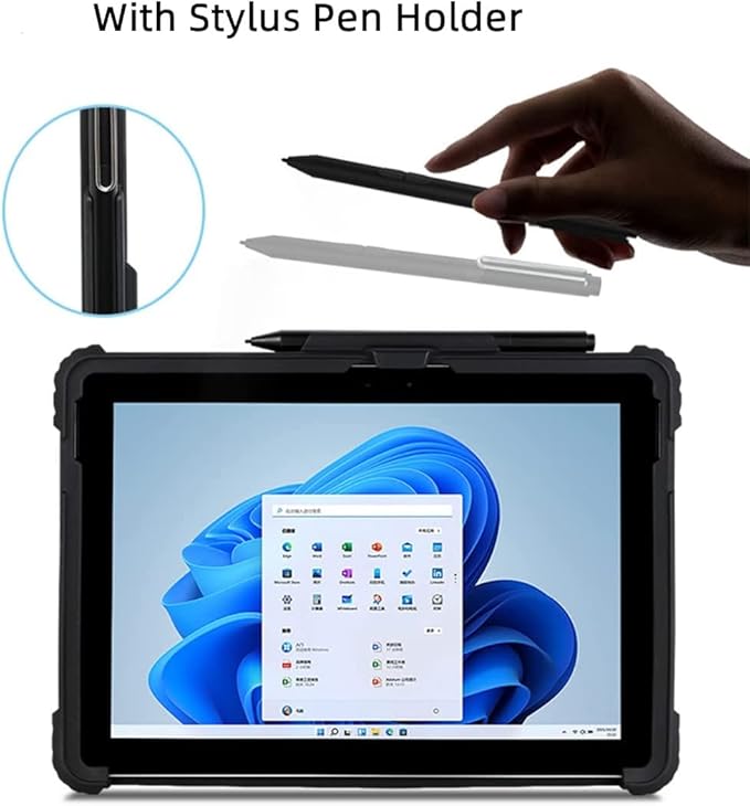 Surface Pro 8 Case, Crystal Clear Multi-Angle Heavy Duty Rugged Shockproof Cover with Shoulder Strap, Hand Strap, Stylus Pen Holder, Compatible with Keyboard