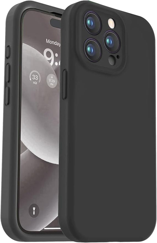 Vooii Compatible with iPhone 15 Pro Case, Upgrade Defender Liquid Silicone, [Enhanced Camera Protection] [Soft Anti-Scratch Microfiber Lining] Shockproof Phone Case for iPhone 15 Pro 6.1 inch - Black