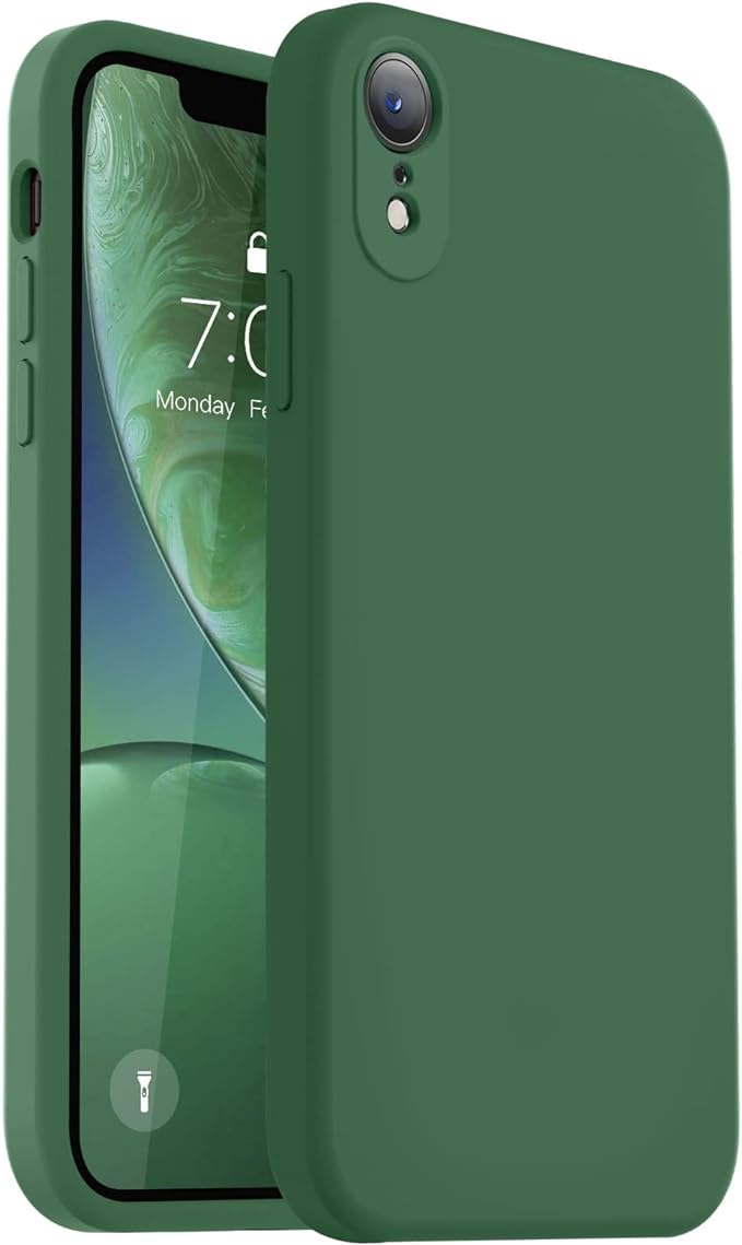 Vooii Compatible with iPhone XR Case, Upgraded Liquid Silicone with [Flat Edges] [Camera Protection] [Soft Anti-Scratch Microfiber Lining] Phone Case for iPhone 10 XR 6.1 inch - Green