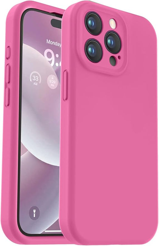 Vooii Compatible with iPhone 15 Pro Case, Upgrade Defender Liquid Silicone, [Camera Protection] [Soft Anti-Scratch Microfiber Lining] Shockproof Phone Case for iPhone 15 Pro 6.1 inch - Pitaya