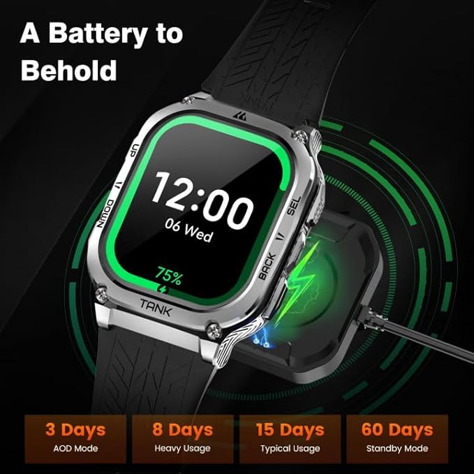 KOSPET Smart Watches for Men, 60 Days Battery Life, 50M Waterproof, Military(Full Metal), Answer/Make Call, Compatible for Android and iOS, 1.96'' AMOLED Always-on Display, AI Voice