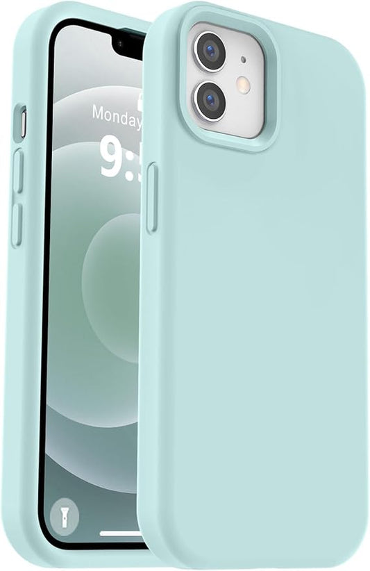 Vooii Compatible with iPhone 12 Case/iPhone 12 Pro Case, Liquid Silicone Upgrade [Soft Anti-Scratch Microfiber Lining] [Shockproof Drop Protection] Phone Case 6.1 inch - Mint