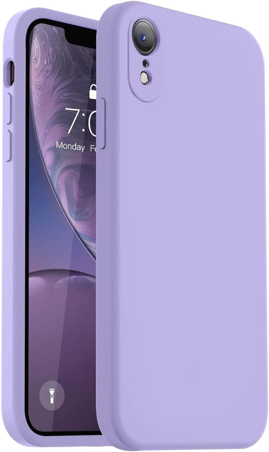 Vooii Compatible with iPhone XR Case, Upgraded Liquid Silicone with [Flat Edges] [Camera Protection] [Soft Anti-Scratch Microfiber Lining] Phone Case for iPhone 10 XR 6.1 inch - Light Purple