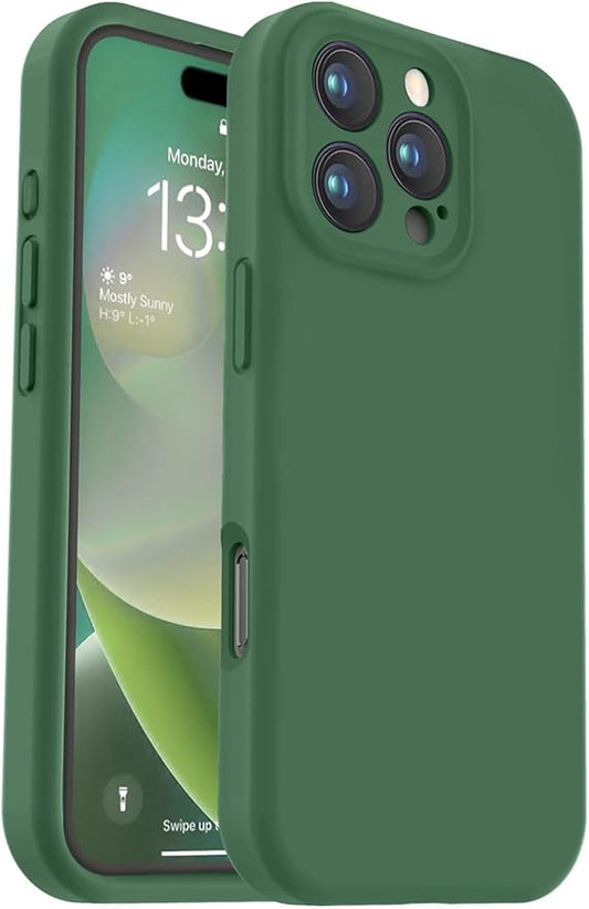 Vooii Compatible with iPhone 16 Pro Case, Liquid Silicone Upgrade [Camera Protection] [Soft Anti-Scratch Microfiber Lining] Shockproof Phone Case for iPhone 16 Pro 6.3 inch - Green
