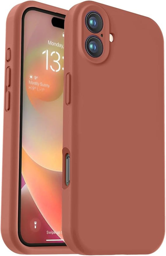 Vooii Compatible with iPhone 16 Plus Case, Liquid Silicone Upgrade [Camera Protection] [Soft Anti-Scratch Microfiber Lining] Shockproof Phone Case for iPhone 16 Plus 6.7 inch - Caramel
