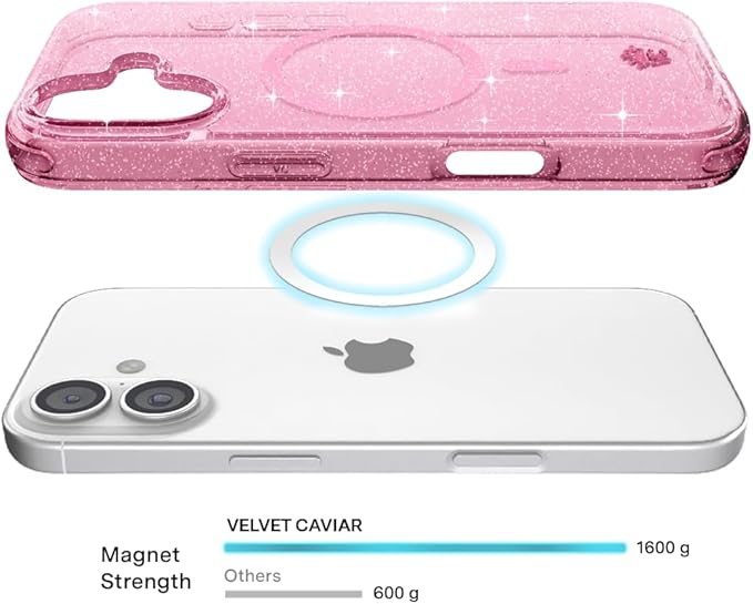 VELVET CAVIAR Case for iPhone 17 | Compatible with MagSafe | 10ft Drop Tested | Protective Designer Cases | Pink Stardust Glitter