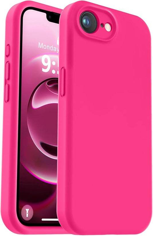 Vooii Compatible with iPhone 16e Case, Liquid Silicone Upgrade [Camera Protection] [Soft Anti-Scratch Microfiber Lining] Shockproof Phone Case for iPhone 16e 6.1 inch - Hot Pink