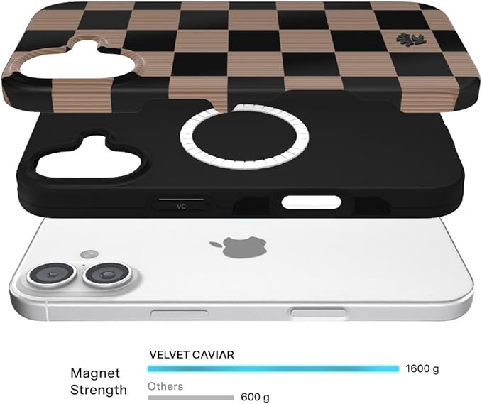VELVET CAVIAR Case for iPhone 17 | Compatible with MagSafe | 10ft Drop Tested | Protective Designer Cases | Mocha Vibe Checkered