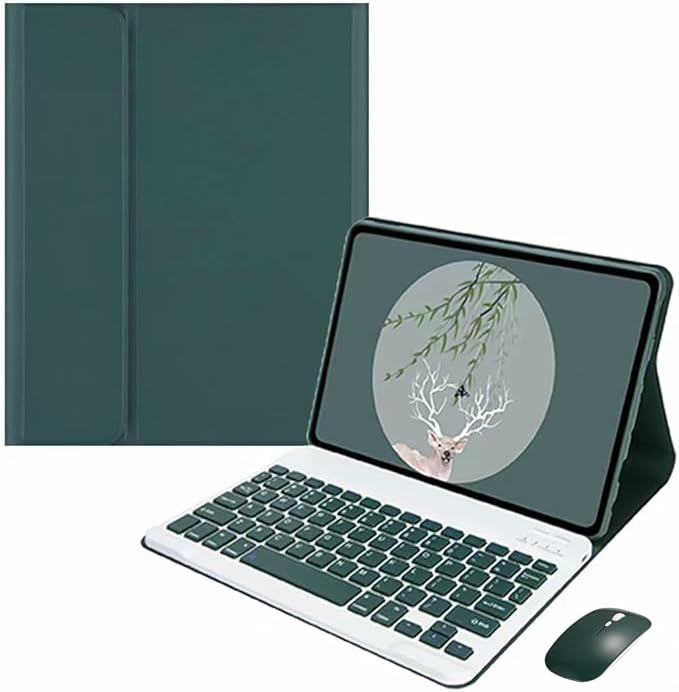 Keyboard Case Mouse for Galaxy Tab A7 Lite 8.7 Inch SM-T220/T225/T227, Detachable Cute Color Keyboard Case with S Pen Holder，Dark Green
