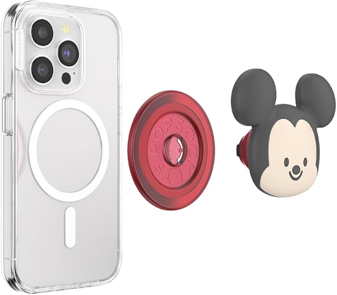 PopSockets Phone Grip for MagSafe with Kickstand, Magnetic Stand, Swappable Top, Secure Hold for iPhone MagSafe Cases, Phone & Tablet Grip - Kawaii Mickey