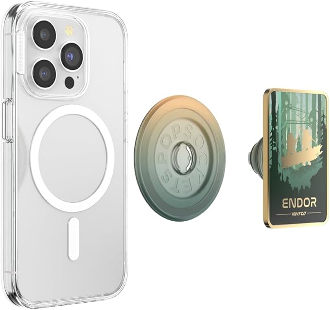 PopSockets Phone Grip for MagSafe with Kickstand, Magnetic Stand, Swappable Top, Secure Hold for iPhone MagSafe Cases, Phone & Tablet Grip, Starwars - Enamel Welcome to Endor
