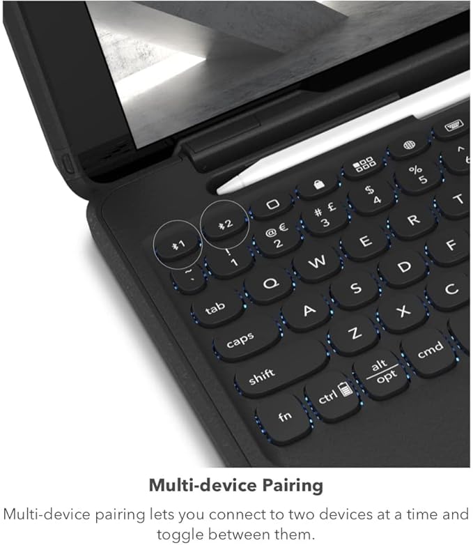 ZAGG Rugged Book Detachable Case and Magnetic-Hinged Keyboard for iPad Air 11" (M3)/ Air 11" (M2)/ iPad 10.9" (air 4th gen)/ 11" (1st & 2nd Gen), Bluetooth Pairing, Backlit Keyboard, Black