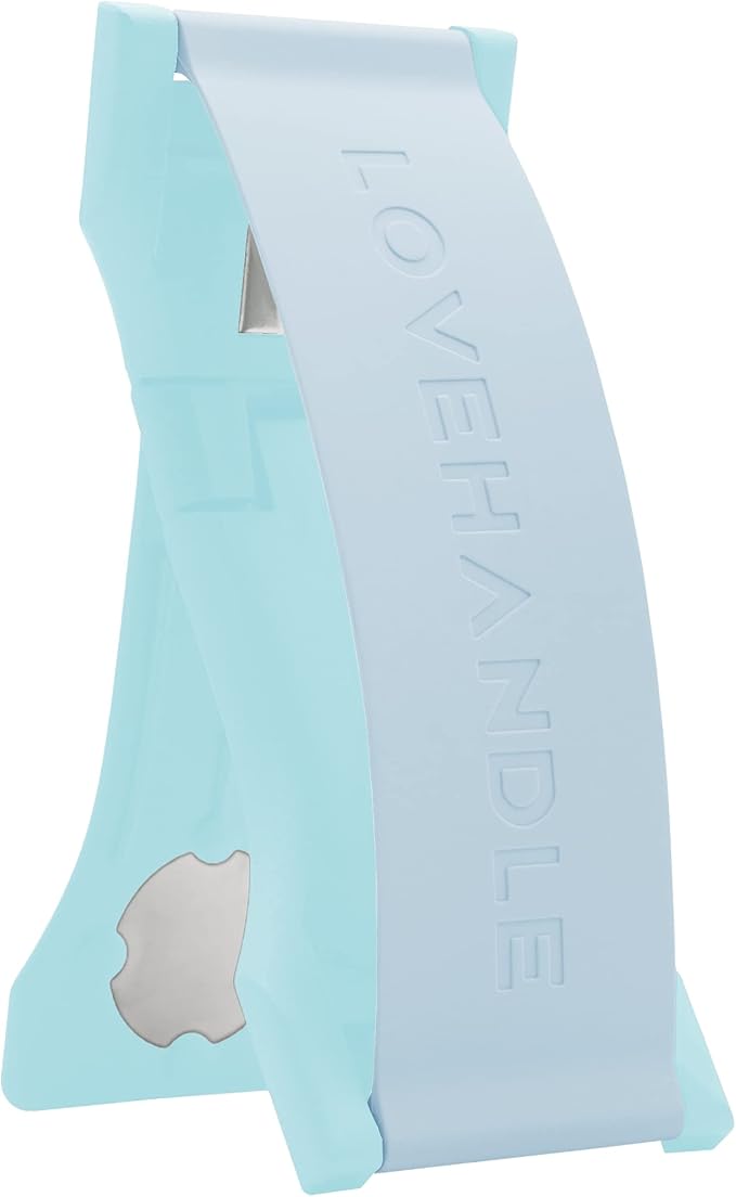 LOVEHANDLE PRO Premium Phone Grip - Silicone Phone Strap - Magnetic Phone Mount and Kickstand for Smartphone and Tablet - Frosty Blue Glow Silicone