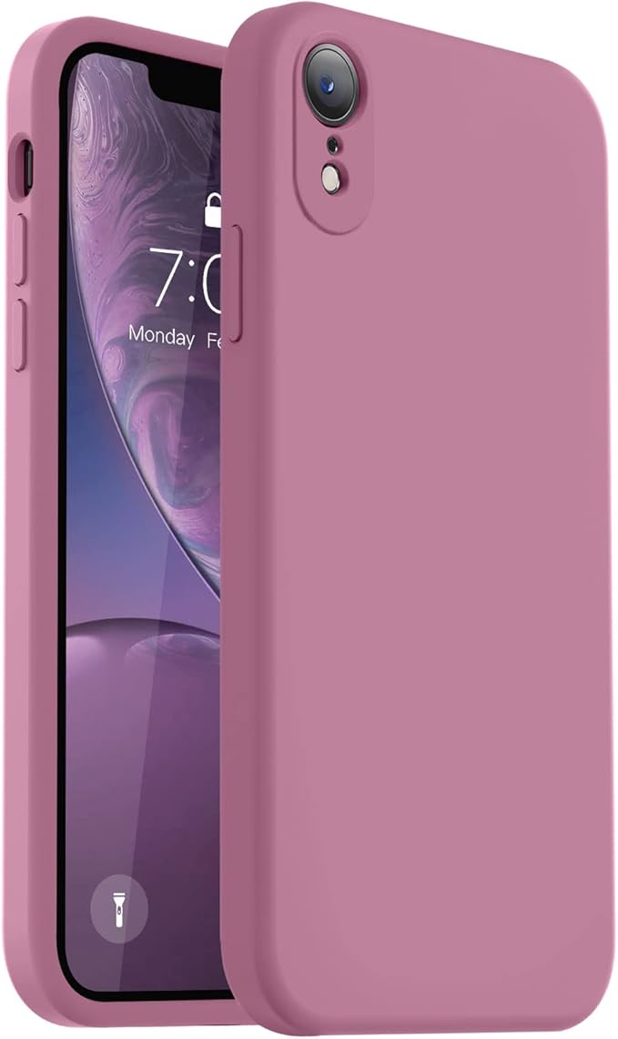 Vooii Compatible with iPhone XR Case, Upgraded Liquid Silicone with [Flat Edges] [Camera Protection] [Soft Anti-Scratch Microfiber Lining] Phone Case for iPhone 10 XR 6.1 inch - Lavender Purple