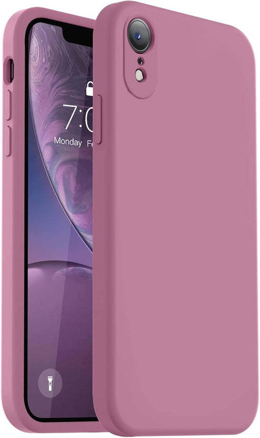 Vooii Compatible with iPhone XR Case, Upgraded Liquid Silicone with [Flat Edges] [Camera Protection] [Soft Anti-Scratch Microfiber Lining] Phone Case for iPhone 10 XR 6.1 inch - Lavender Purple
