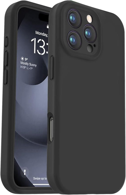 Vooii Compatible with iPhone 16 Pro Case, Liquid Silicone Upgrade [Camera Protection] [Soft Anti-Scratch Microfiber Lining] Shockproof Phone Case for iPhone 16 Pro 6.3 inch - Black