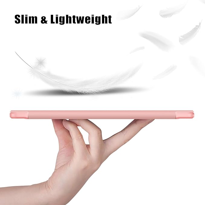 Case for Galaxy Tab A9+/A9 Plus 11 inch 2024,Shockproof Cover with Clear Transparent Back Shell Case for (SM-X210/X215/X216) Auto Wake/Sleep Function,Pink