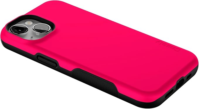 Casely iPhone 14 Case | Think Pink | Solid Neon Pink | Compatible with MagSafe | Bold Protective Design