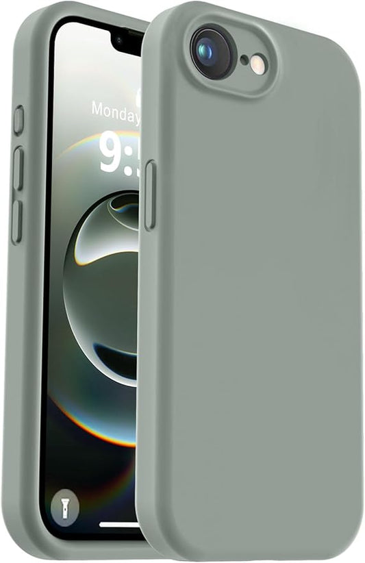 Vooii Compatible with iPhone 16e Case, Liquid Silicone Upgrade [Camera Protection] [Soft Anti-Scratch Microfiber Lining] Shockproof Phone Case for iPhone 16e 6.1 inch - Calke Green