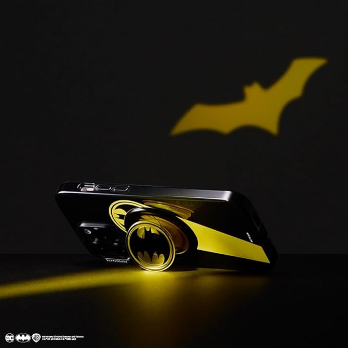 PopSockets Phone Grip for MagSafe with Kickstand, Magnetic Stand, Swappable Top, Secure Hold for iPhone MagSafe Cases, Phone & Tablet Grip, Batman - Translucent Bat Symbol