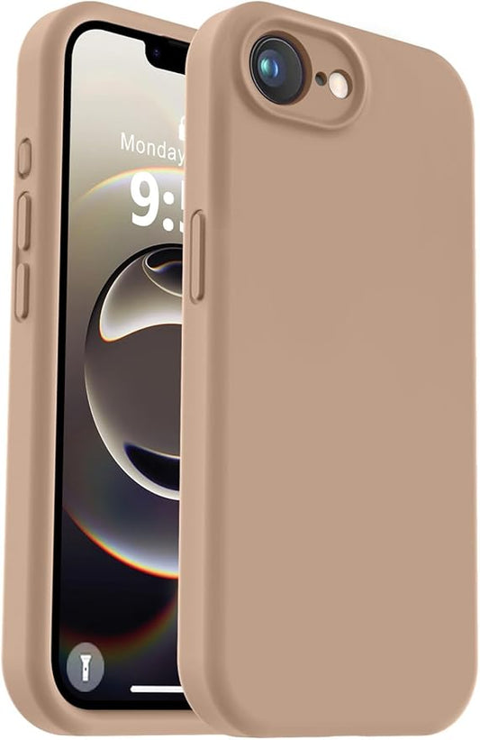 Vooii Compatible with iPhone 16e Case, Liquid Silicone Upgrade [Camera Protection] [Soft Anti-Scratch Microfiber Lining] Shockproof Phone Case for iPhone 16e 6.1 inch - Light Brown