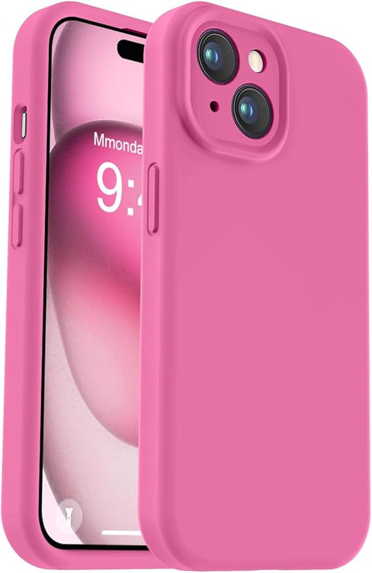 Vooii Compatible with iPhone 15 Case, Upgrade Defender Liquid Silicone, [Enhanced Camera Protection] [Soft Anti-Scratch Microfiber Lining] Shockproof Phone Case for iPhone 15 6.1 inch - Pitaya