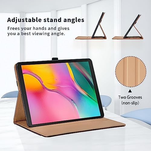 Case for Samsung Galaxy Tab A 10.1 2019 (SM-T510/T515) - PU Leather Business Folio Protective Case with Hand Strap and Pocket, Red