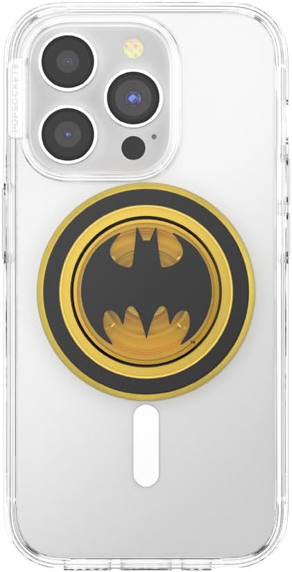 PopSockets Phone Grip for MagSafe with Kickstand, Magnetic Stand, Swappable Top, Secure Hold for iPhone MagSafe Cases, Phone & Tablet Grip, Batman - Translucent Bat Symbol