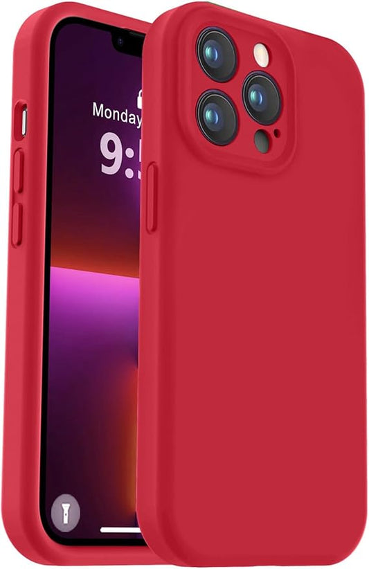 Vooii Compatible with iPhone 13 Pro Max Case, Liquid Silicone Upgrade [Camera Protection] [Soft Anti-Scratch Microfiber Lining] Shockproof Phone Case for iPhone 13 Pro Max 6.7 inch - Red