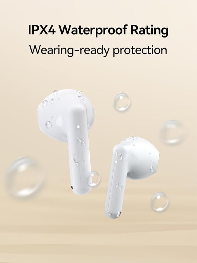 1MORE Q10 Wireless Earbuds, Bluetooth 5.3 Half in-Ear Lightweight Ear Buds, Comfort Fit, Deep Bass Stereo Headphones with Dual Mics, 26H Playtime, one Step-Pairing, IPX4 Waterproof Earphones, White