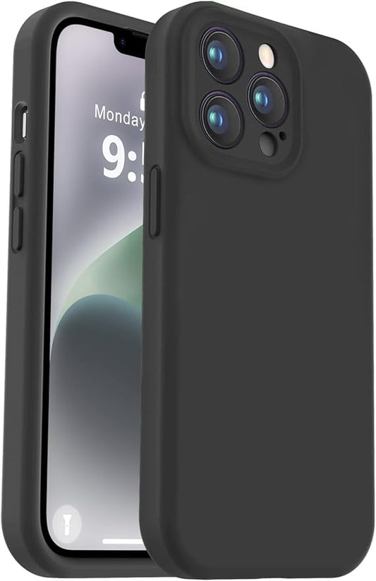 Vooii Compatible with iPhone 13 Pro Case, Liquid Silicone Upgrade [Camera Protection] [Soft Anti-Scratch Microfiber Lining] Shockproof Phone Case for iPhone 13 Pro 6.1 inch - Black