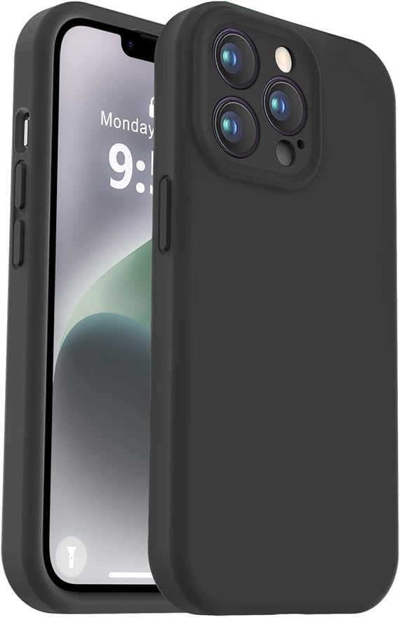 Vooii Compatible with iPhone 13 Pro Max Case, Liquid Silicone Upgrade [Camera Protection] [Soft Anti-Scratch Microfiber Lining] Shockproof Phone Case for iPhone 13 Pro Max 6.7 inch - Black