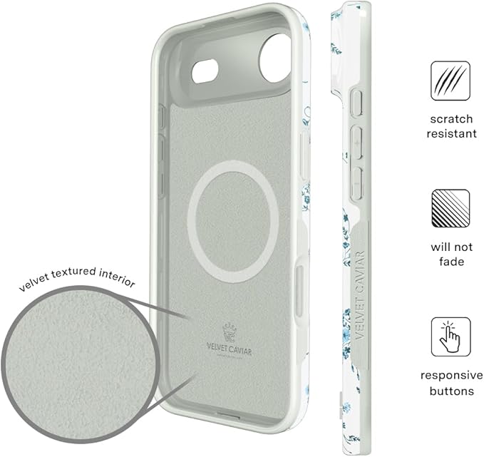 VELVET CAVIAR Case for iPhone 17 Air | Compatible with MagSafe | 10ft Drop Tested | Protective Designer Cases | French Blue Floral