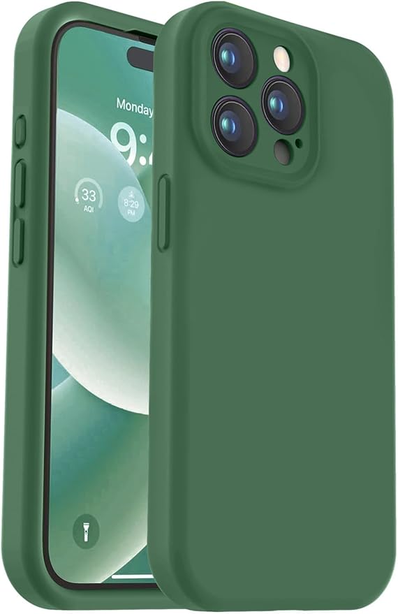 Vooii Compatible with iPhone 15 Pro Max Case, Upgraded Premium Silicone, [Camera Protection] [Soft Anti-Scratch Microfiber Lining] Shockproof Phone Case for iPhone 15 Pro Max 6.7 inch - Green
