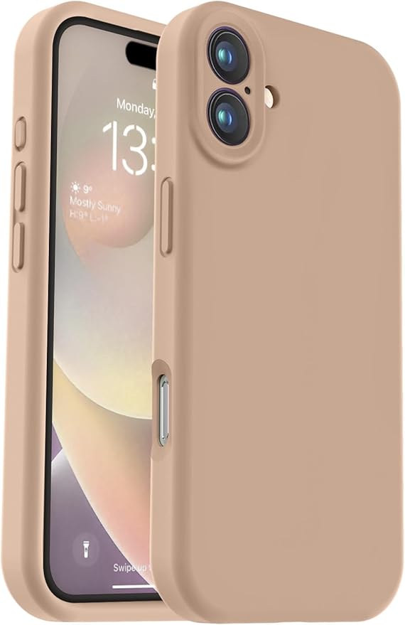 Vooii Compatible with iPhone 16 Plus Case, Liquid Silicone Upgrade [Camera Protection] [Soft Anti-Scratch Microfiber Lining] Shockproof Phone Case for iPhone 16 Plus 6.7 inch - Light Brown