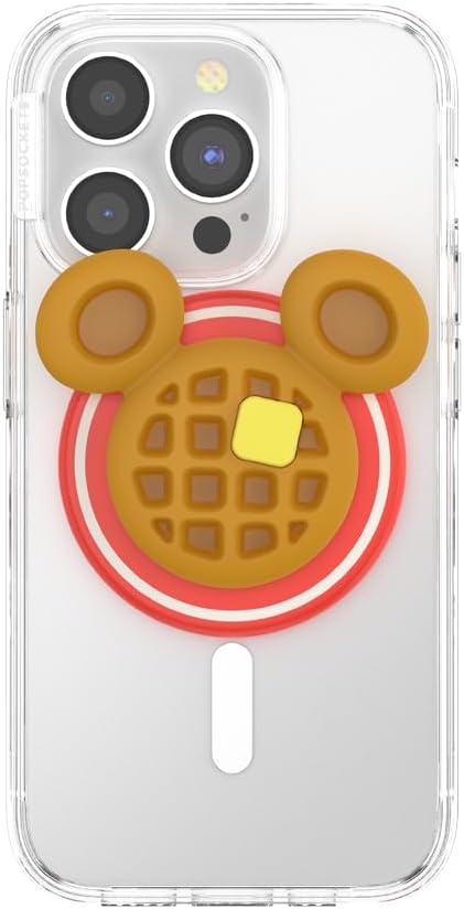 PopSockets Phone Grip for MagSafe with Kickstand, Magnetic Stand, Swappable Top, Secure Hold for iPhone MagSafe Cases, Phone & Tablet Grip, Disney - Mickey Waffle