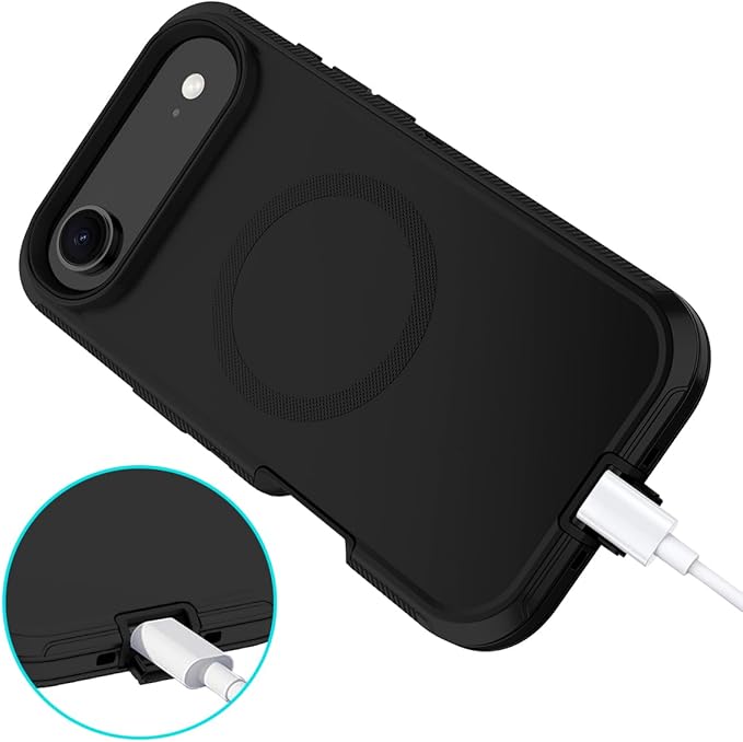 for iPhone Air Case/iPhone 17 Air Case [Compatible with MagSafe] Shockproof 3-Layer Full Body Protection [Without Screen Protector] Rugged Heavy Duty Cover for Apple iPhone Air 6.5",Black