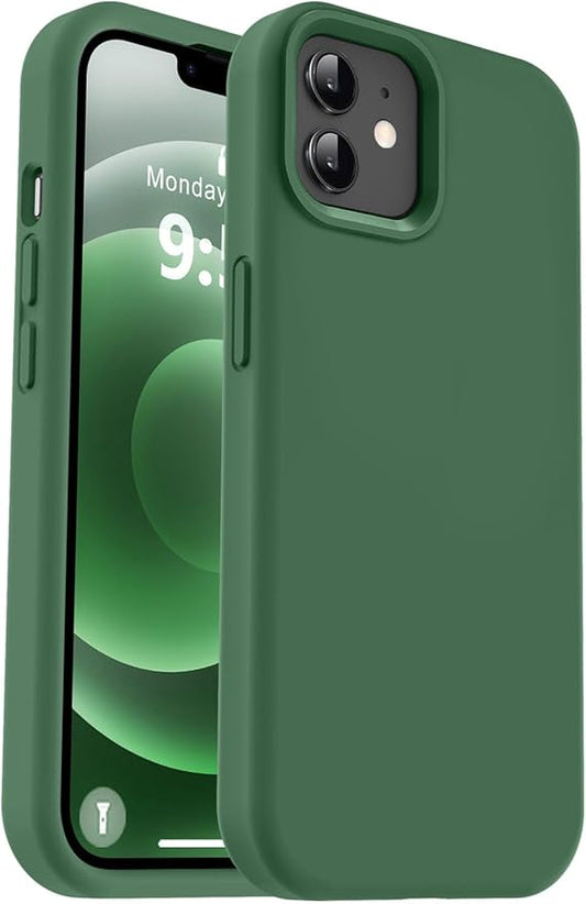 Vooii Compatible with iPhone 12 Case/iPhone 12 Pro Case, Liquid Silicone Upgrade [Soft Anti-Scratch Microfiber Lining] [Shockproof Drop Protection] Phone Case 6.1 inch - Green